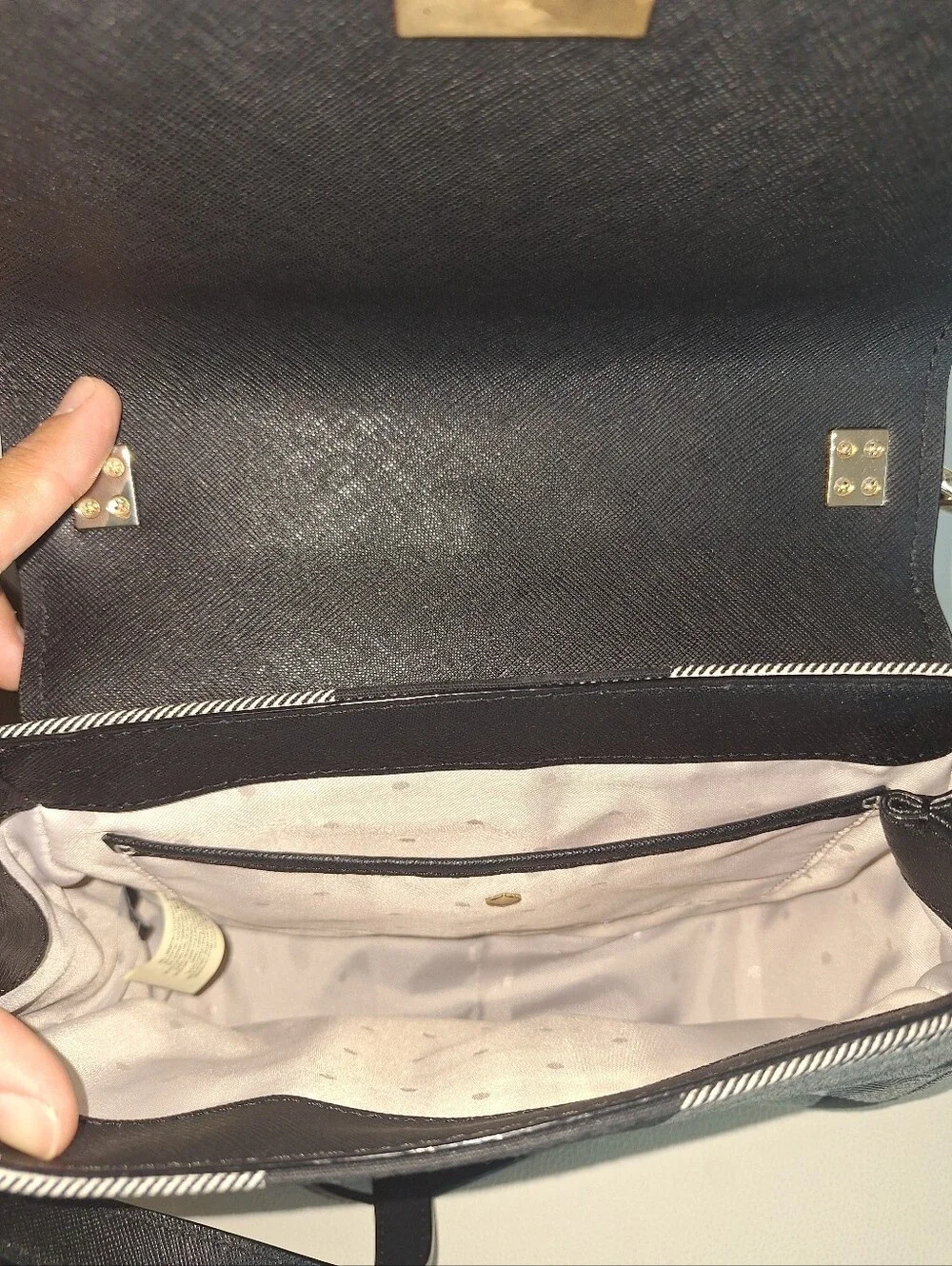 Kate Spade Black & Cream Cameron Street Plaid Crossbody Bag EUC
